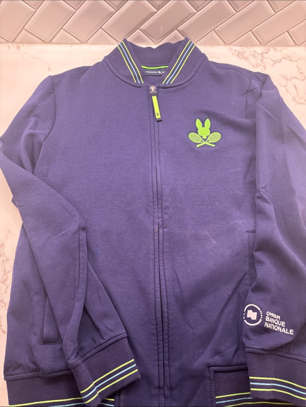 Psycho Bunny Kids Zip Jacket with Lime Accent